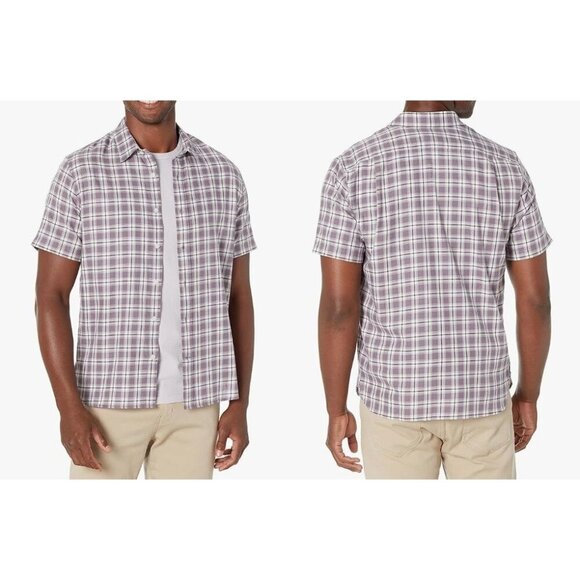 Vince Men's Waterfront Plaid Short Sleeve Shirt Button Down Dusty Sky Sz XL - Picture 9 of 9